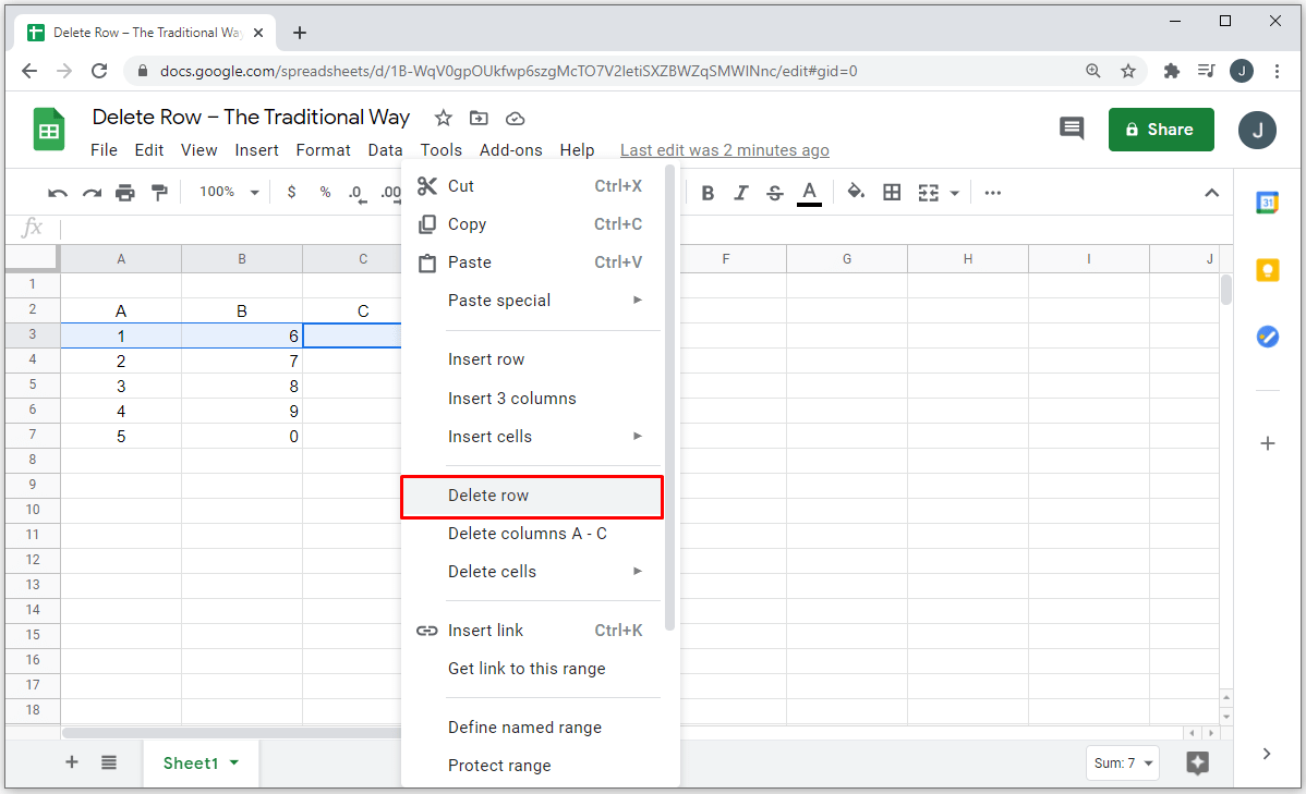 How To Delete A Row In Google Sheets Solveyourtech