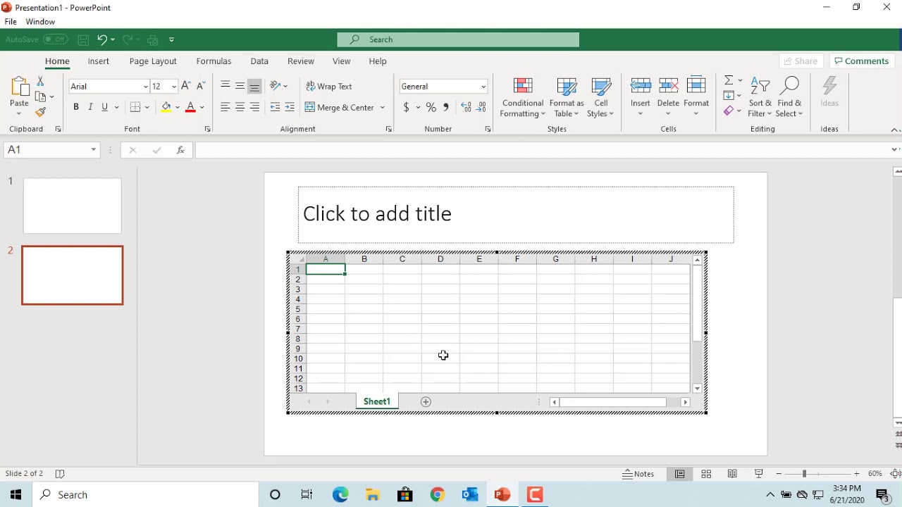 How To Embed An Excel Spreadsheet In To A Slide In Power Point Office