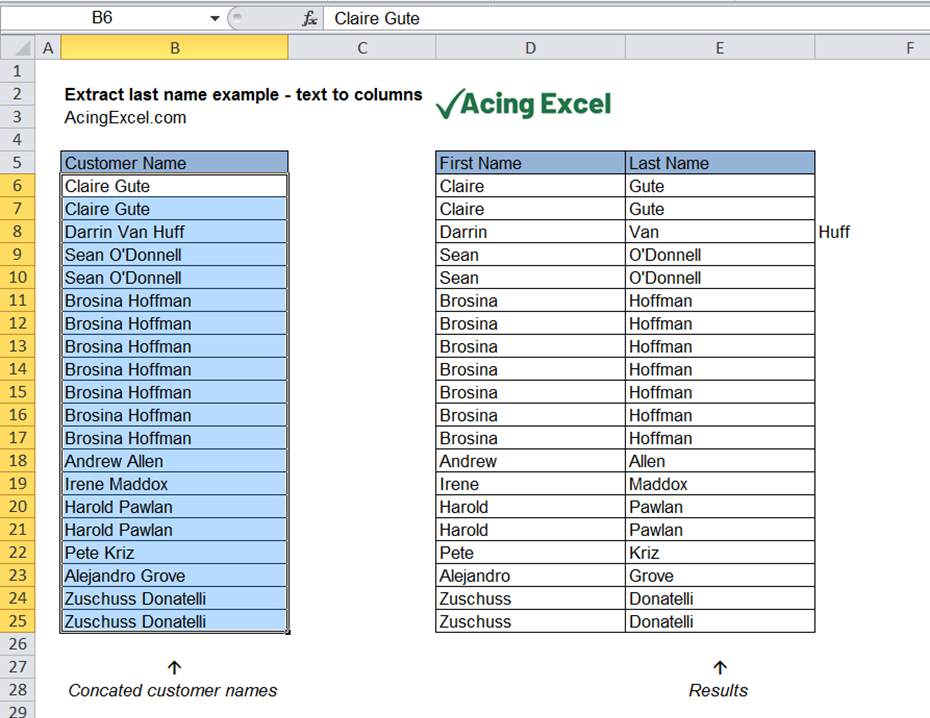 How To Extract Last Name In Excel Acing Excel