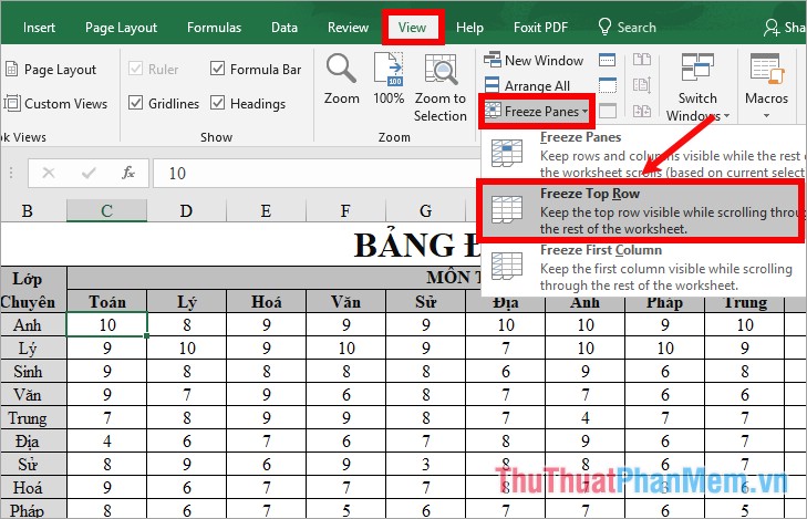 How To Fix Column And Header Rows In Excel 2016 Tipsmake Com