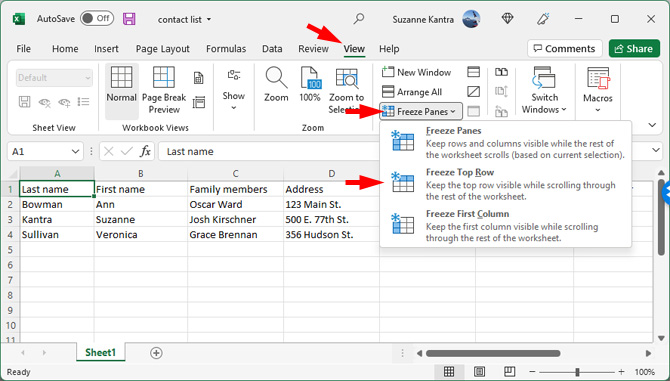 How To Freeze Cells In Microsoft Excel Techlicious