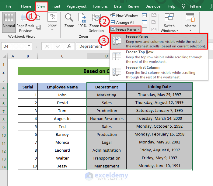 How To Freeze Rows And Columns At The Same Time In Excel Exceldemy