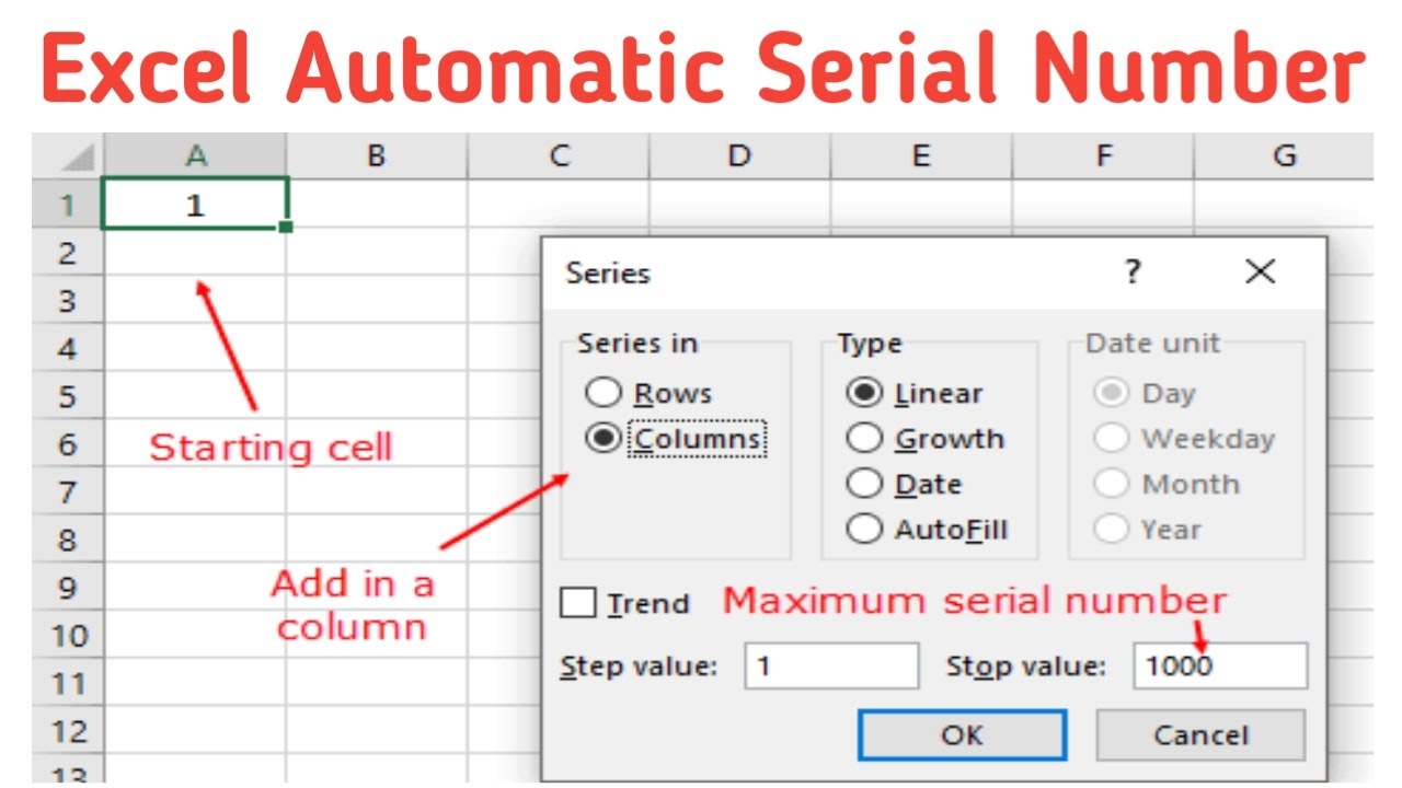 How To Generate Automatic Serial Number In Excel Vba Printable Online