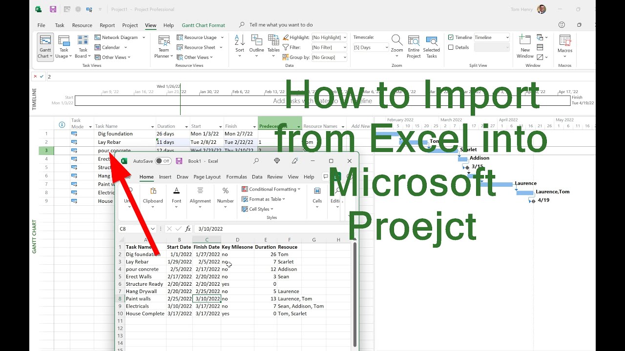 How To Import Into Microsoft Project From Excel Youtube