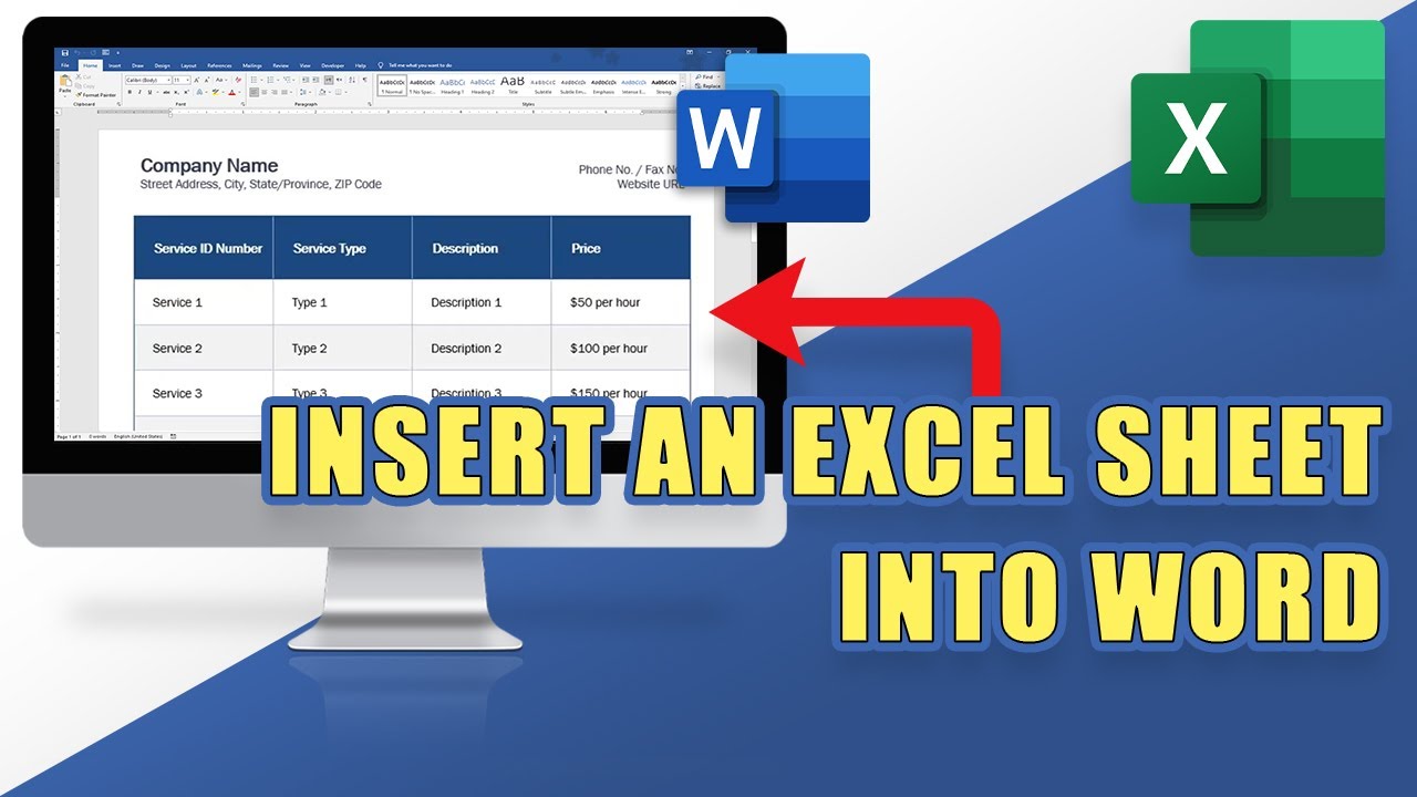 How To Insert Excel Worksheet Data Into A Word Document Youtube