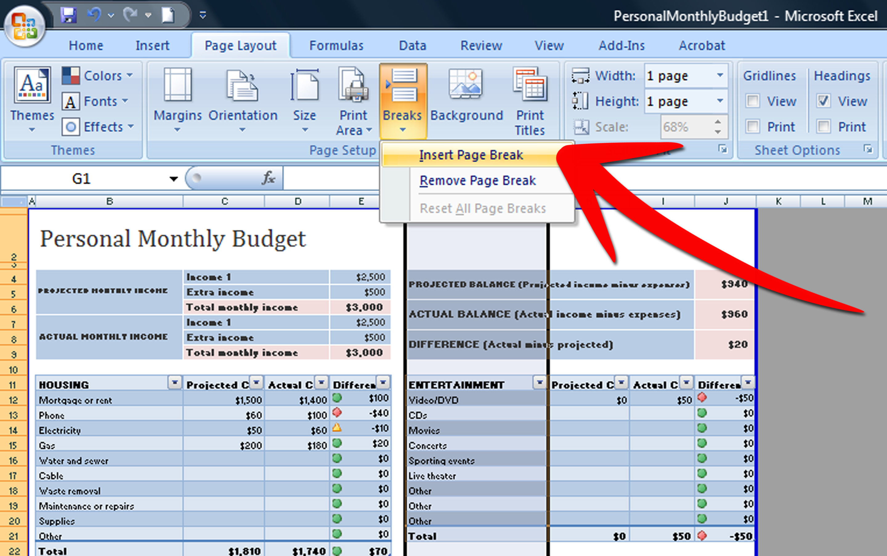 How To Insert Page Breaks Excel 2007 Plannerlop