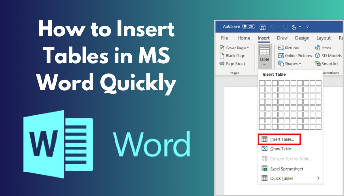 How To Insert Tables In Ms Word Quickly 1 Minute Read