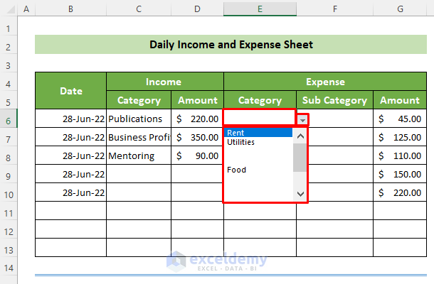 7 Ways to Create an Expense Sheet in Excel