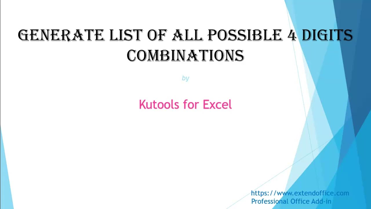 How To Make Excel List All Possible Combinations Youtube