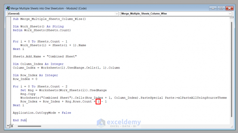 How To Merge Multiple Sheets Into One Sheet With Vba In Excel 2 Ways