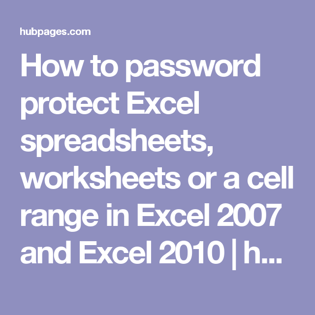 How To Password Protect Excel Spreadsheets Worksheets Or A Cell Range