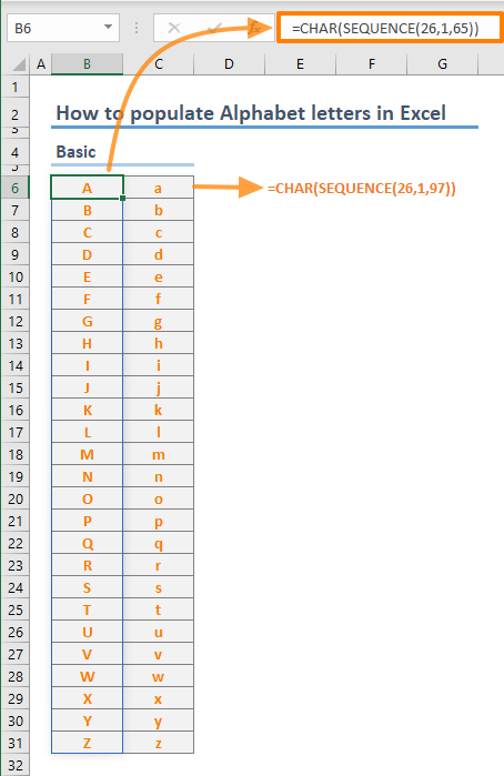 How To Populate Alphabet Letters In Excel In 3 Ways