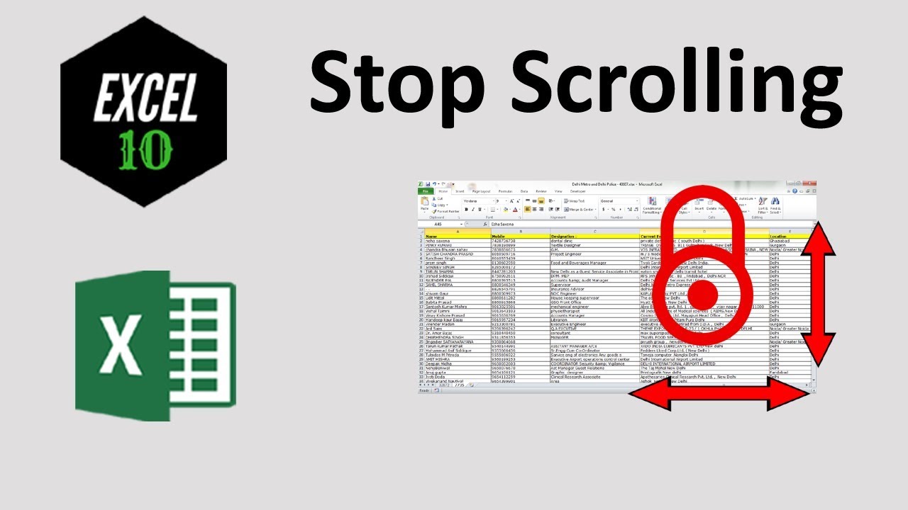 How To Prevent Scrolling Lock Screen In Excel Youtube