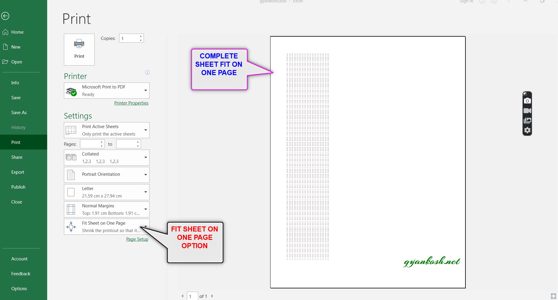 How To Print A Sheet On One Page In Excel Gyankosh Learning Made Easy