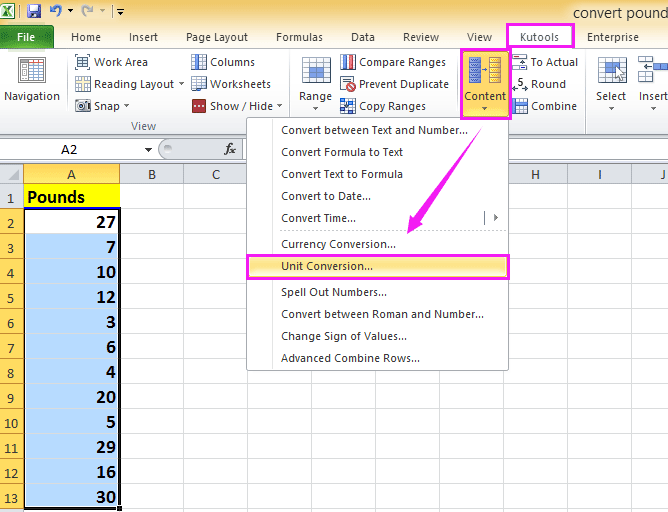 How To Quickly Convert Pounds To Ounces Grams Kg In Excel