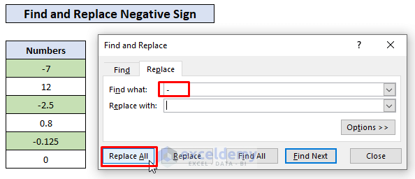 How To Remove Negative Sign In Excel 7 Methods Exceldemy