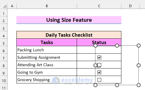 How To Resize Checkbox In Excel 3 Easy Ways Exceldemy