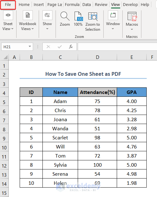 How To Save One Sheet In Excel As Pdf