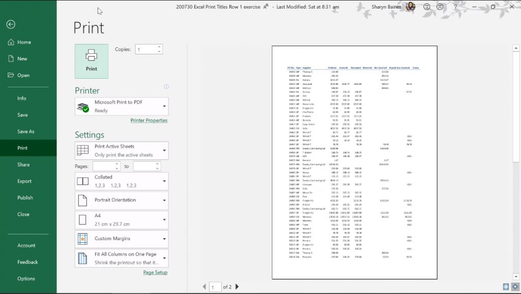 How To Set Row 1 To Print On Every Page Excel At Work