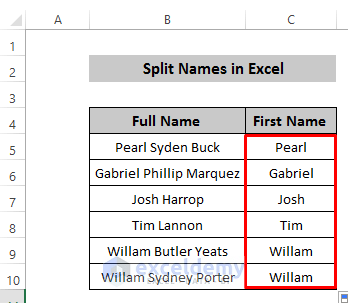 How To Split Names Using Formula In Excel 5 Easy Methods