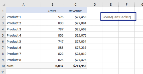 How To Sum Across Multiple Excel Sheets In Excel Spreadsheet Youtube