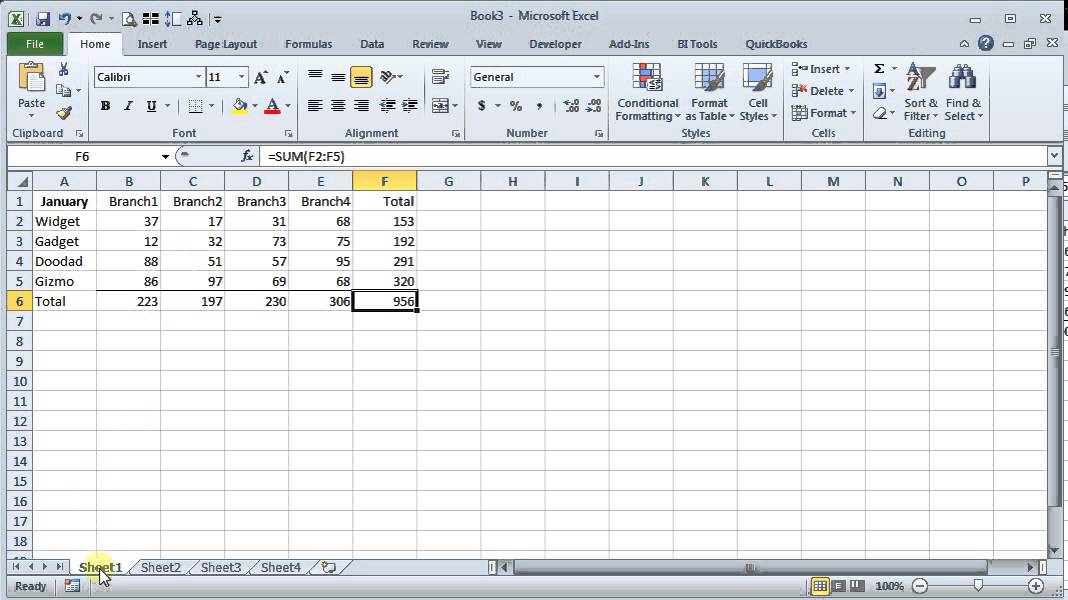 How To Sum Cell From Multiple Sheets On Excel Youtube