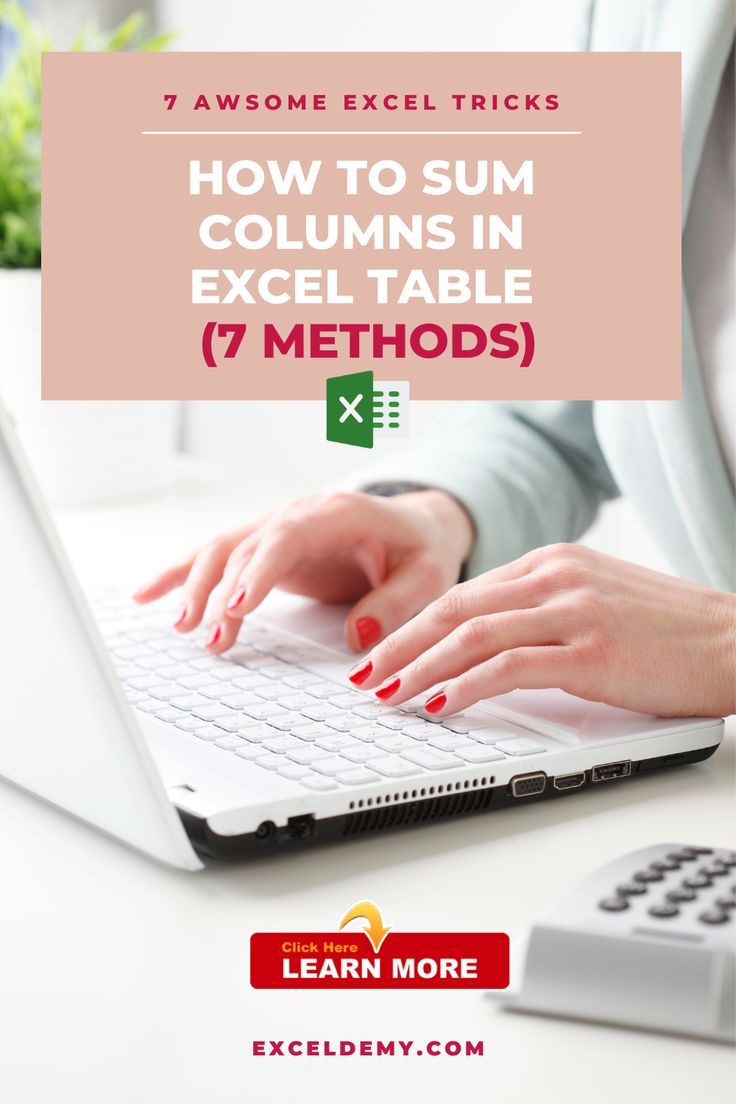 How To Sum Columns In Excel Table 7 Methods Exceldemy