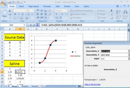 How To Transfer The Srs1 Cubic Spline For Excel Function To Another