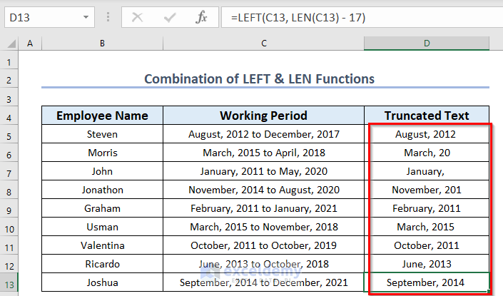 How To Truncate Text In Excel 6 Methods Exceldemy