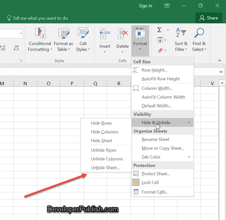 How To Unhide All Worksheets In Microsoft Excel 2016 Developer Publish