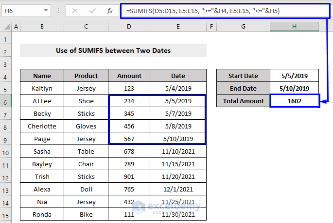 How To Use The Sumifs Function To Sum Values In A Date Range In Excel