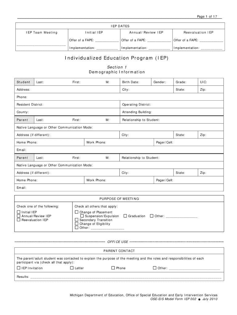 Iep Form Example Fill Online Printable Fillable Blank Pdffiller