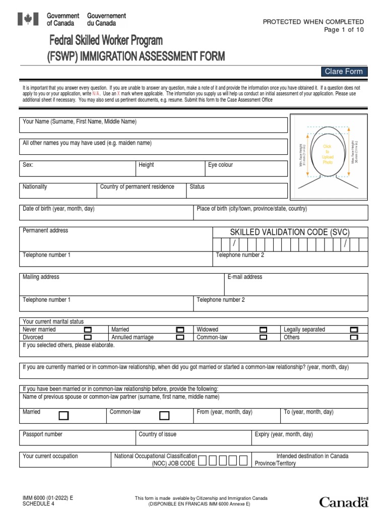 Immigration Assessment Form Template Jotform