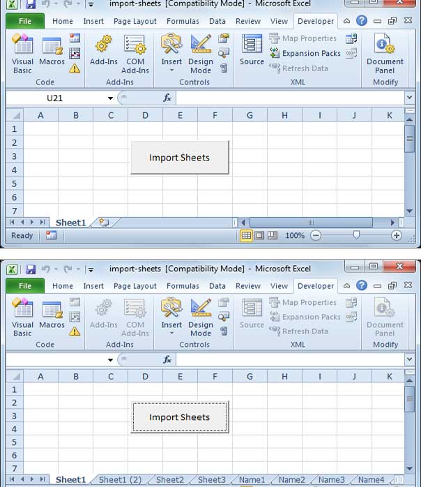 Imports Sheets From Other Excel Files Into One Excel File In Excel Vba