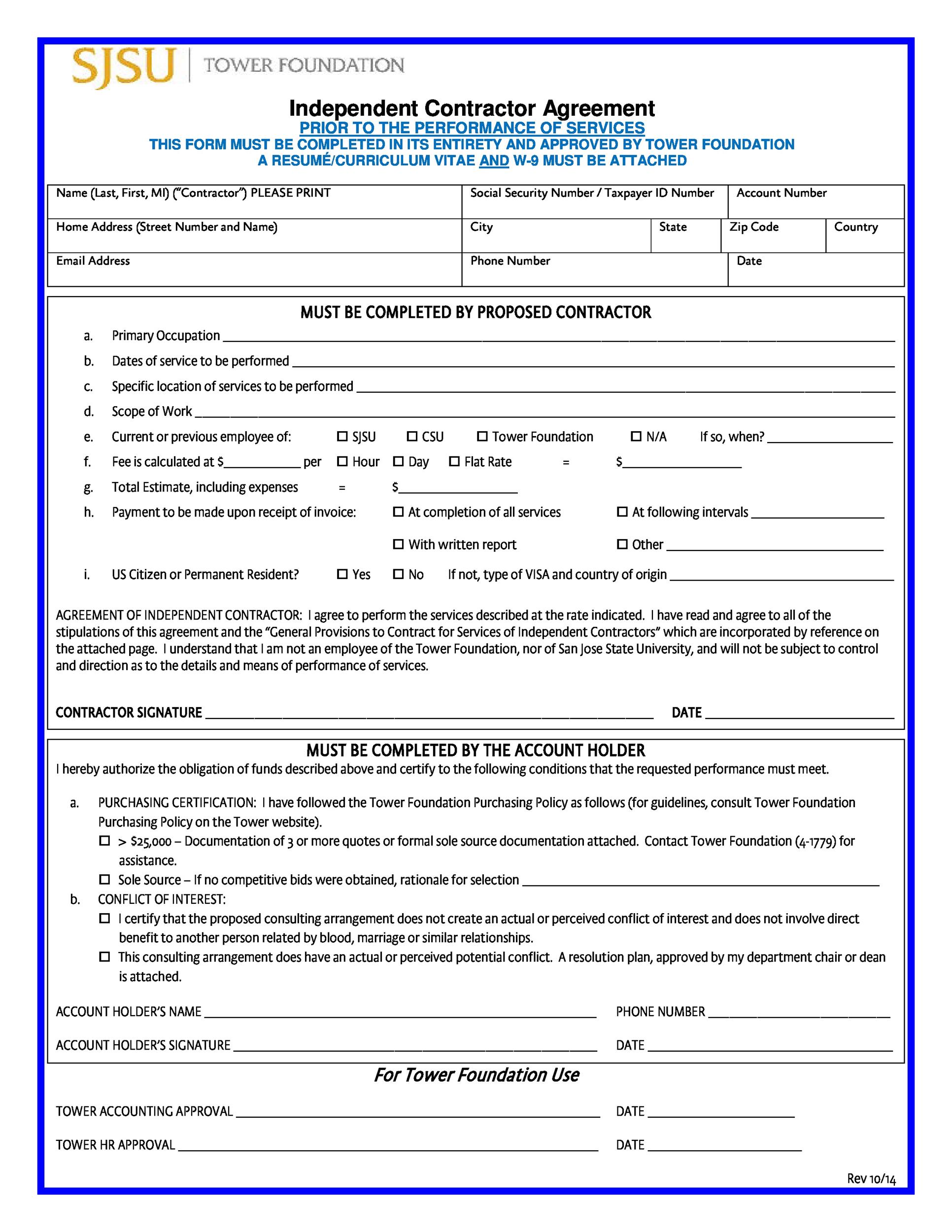 Independent Contractor Agreement Contract Template 1099 Hiring Work