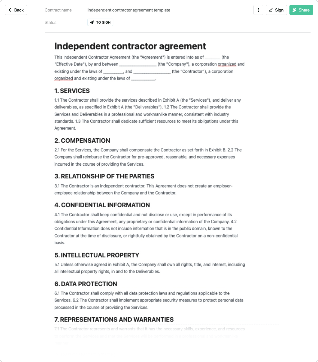 Independent Contractor Agreement Essential Contract For Contractors