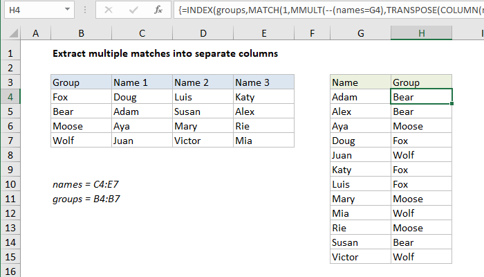 Index And Match On Multiple Columns Excel Formula Exceljet