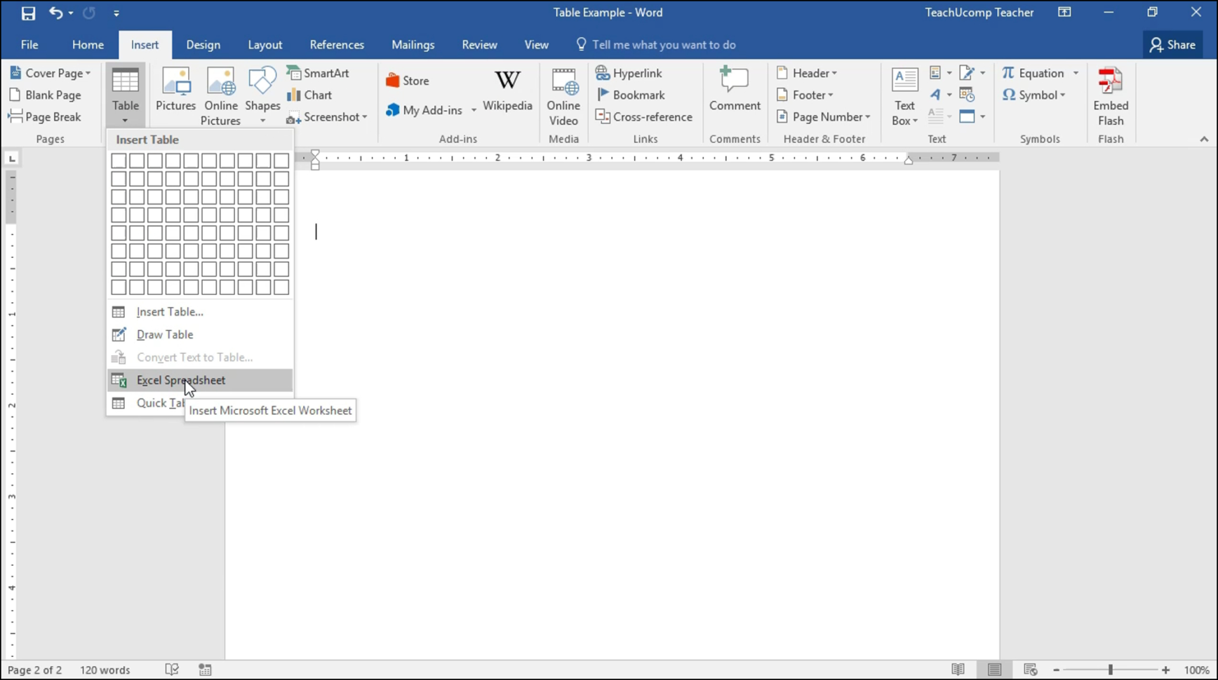 Insert An Excel Worksheet Into A Word Document Instructions