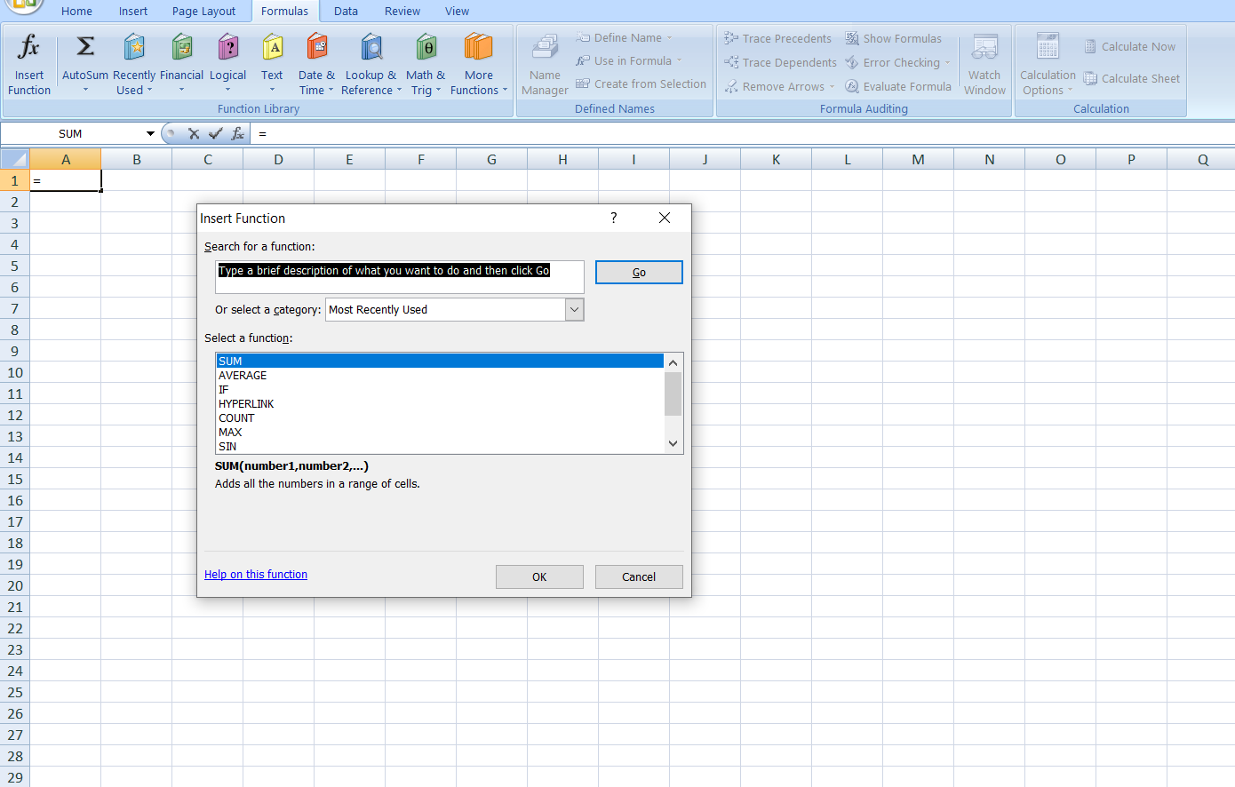 Insert Functions Customguide