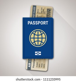 International Passport And Airline Boarding Pass Ticket Female