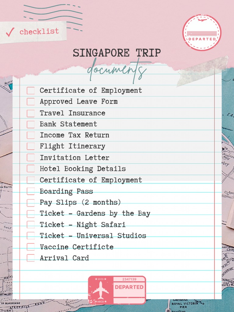 International Travel Checklist Sample Template From Canva Pdf