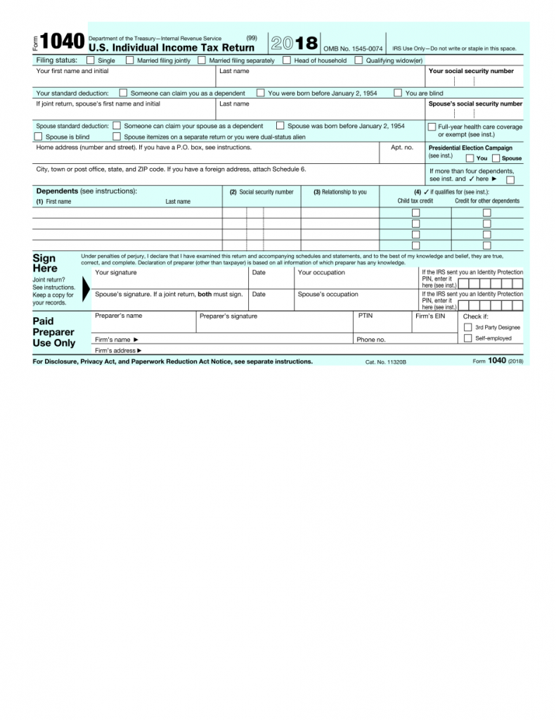 Irs Tax S 1040 Instructions Printable 2018 2024 Form Fill Out And