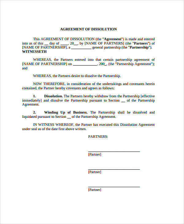 Letter Of Dissolution Template