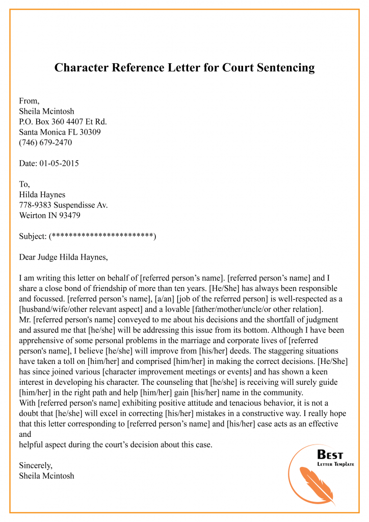 Letter To The Court Example