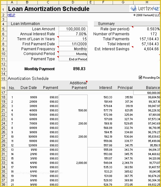 Loan Amortization Schedule Excel 30 Free Example Redlinesp