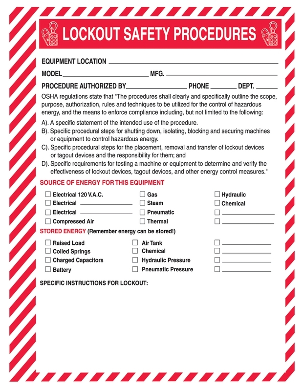 Lockout Procedure Station Lockout Safety Procedure Form Frkss144