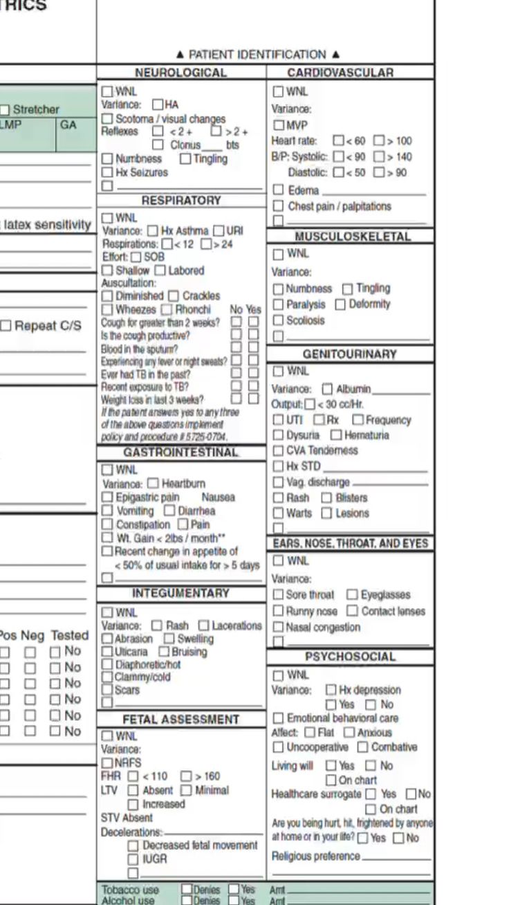 Maternal Newborn Clinical Paperwork Head To Toe Assessment Guide In