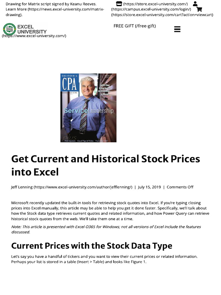 Microsoft Makes It Easier To Get Current Historical Stock Prices Into