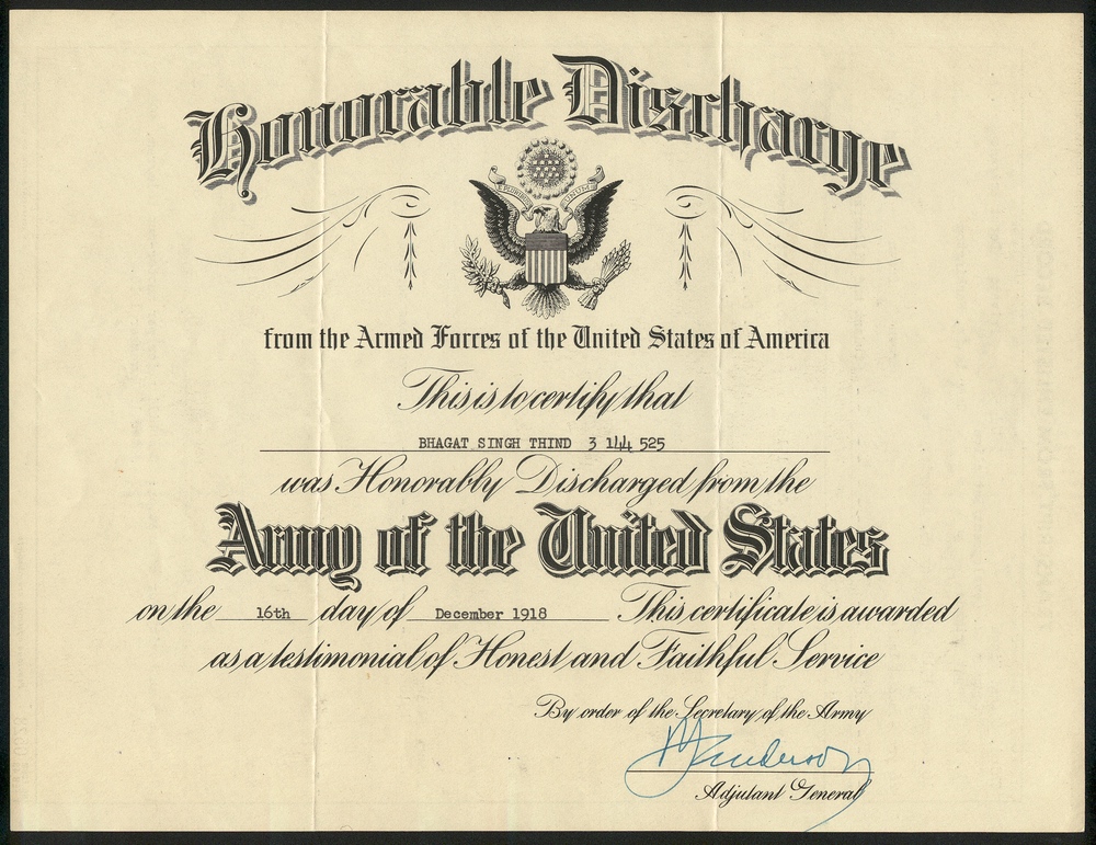 Military Honorable Discharge Certificate