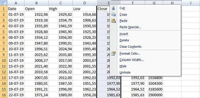 Ms Excel 2003 Unhide A Column